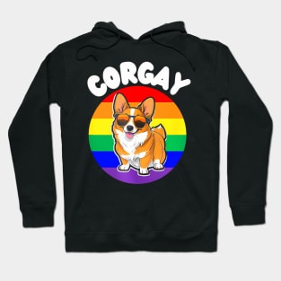 Corgay Corgi Dog Gay Pride Flag LGBT  Pun Hoodie